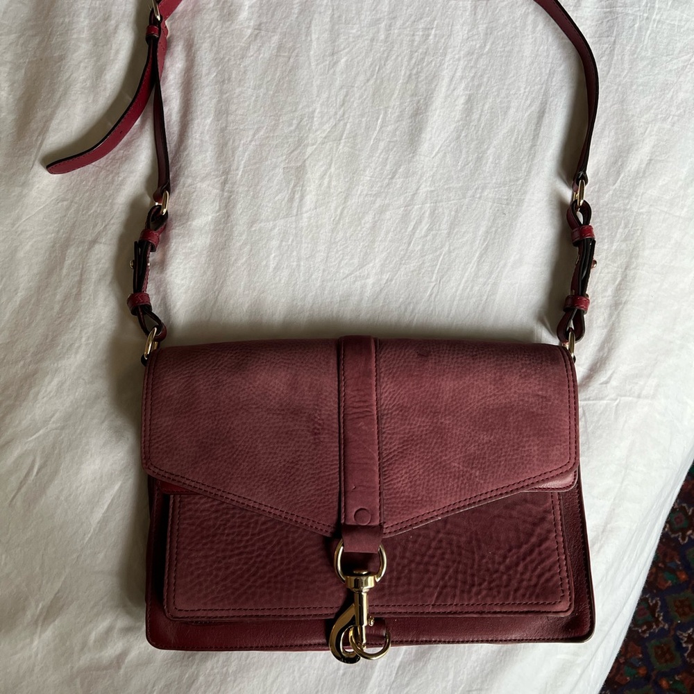 Rebecca Minkoff large Burgundy Leather crossbody Shoulder Bag Purse